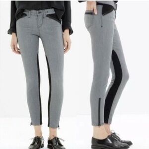 Madewell Gray Black Jeans Skinny Colorblock Zip Moto Style B0774 Size 32 NWOT